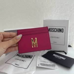 MOSCHINO CALFSKIN CARD HOLDER - PINK
